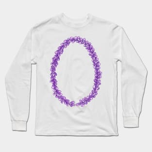 Lavender Letter O Hand Drawn in Watercolor and Ink Long Sleeve T-Shirt